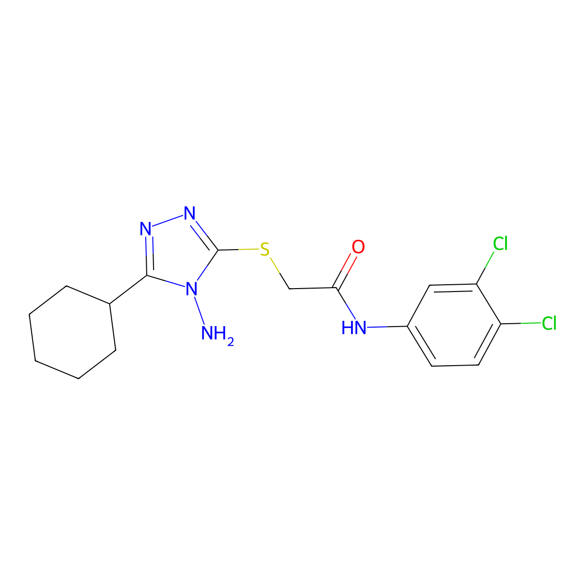 2-((4-amino-5-cyclohexyl-4H-1,2,4-triazol-3-yl)thio)-N-(3,4-dichlorophenyl)acetamide molecular structure, CAS 578733-30-9