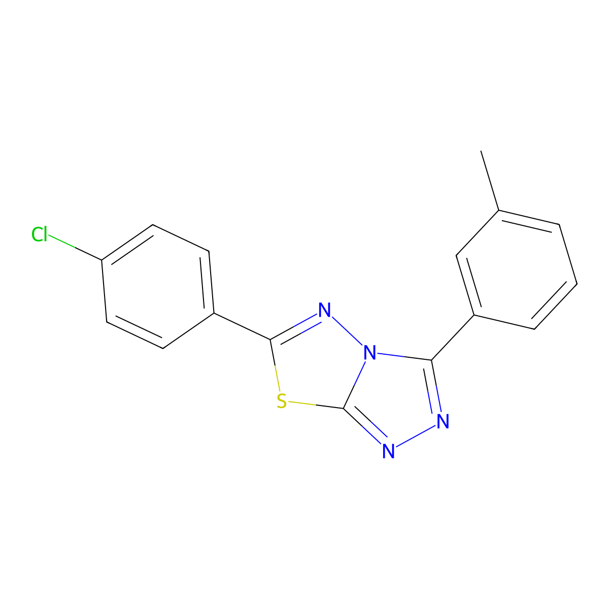 6-(4-Chlorophenyl)-3-(3-methylphenyl)-[1,2,4]triazolo[3,4-b][1,3,4]thiadiazole molecular structure, CAS 578733-33-2