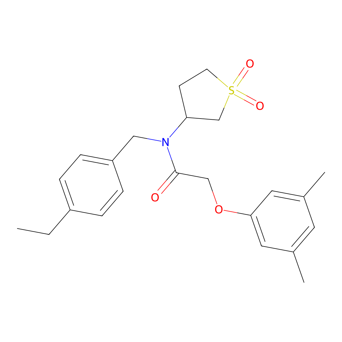 2-(3,5-dimethylphenoxy)-N-(1,1-dioxidotetrahydrothiophen-3-yl)-N-(4-ethylbenzyl)acetamide molecular structure, CAS 578733-48-9