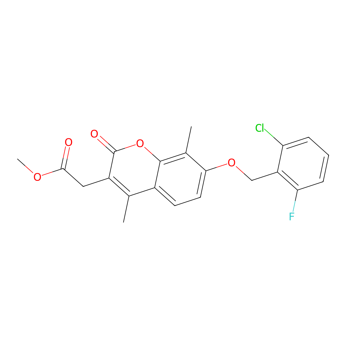 methyl {7-[(2-chloro-6-fluorobenzyl)oxy]-4,8-dimethyl-2-oxo-2H-chromen-3-yl}acetate molecular structure, CAS 578733-49-0