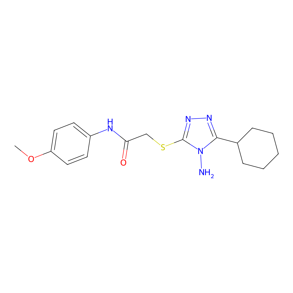 2-((4-amino-5-cyclohexyl-4H-1,2,4-triazol-3-yl)thio)-N-(4-methoxyphenyl)acetamide molecular structure, CAS 578733-56-9