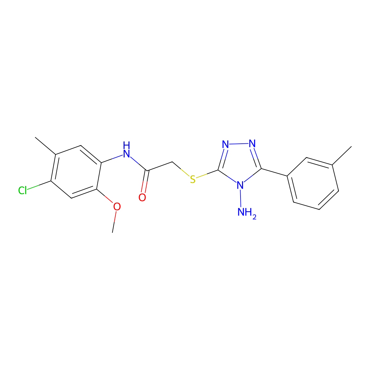 2-[4-amino-5-(3-methylphenyl)(1,2,4-triazol-3-ylthio)]-N-(4-chloro-2-methoxy-5-methylphenyl)acetamide molecular structure, CAS 578733-61-6