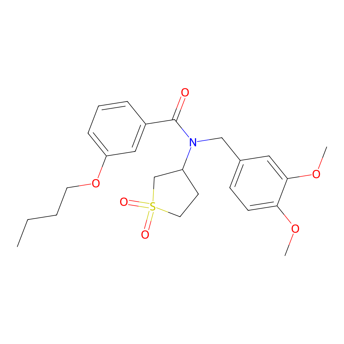 3-butoxy-N-(3,4-dimethoxybenzyl)-N-(1,1-dioxidotetrahydrothiophen-3-yl)benzamide molecular structure, CAS 578733-69-4