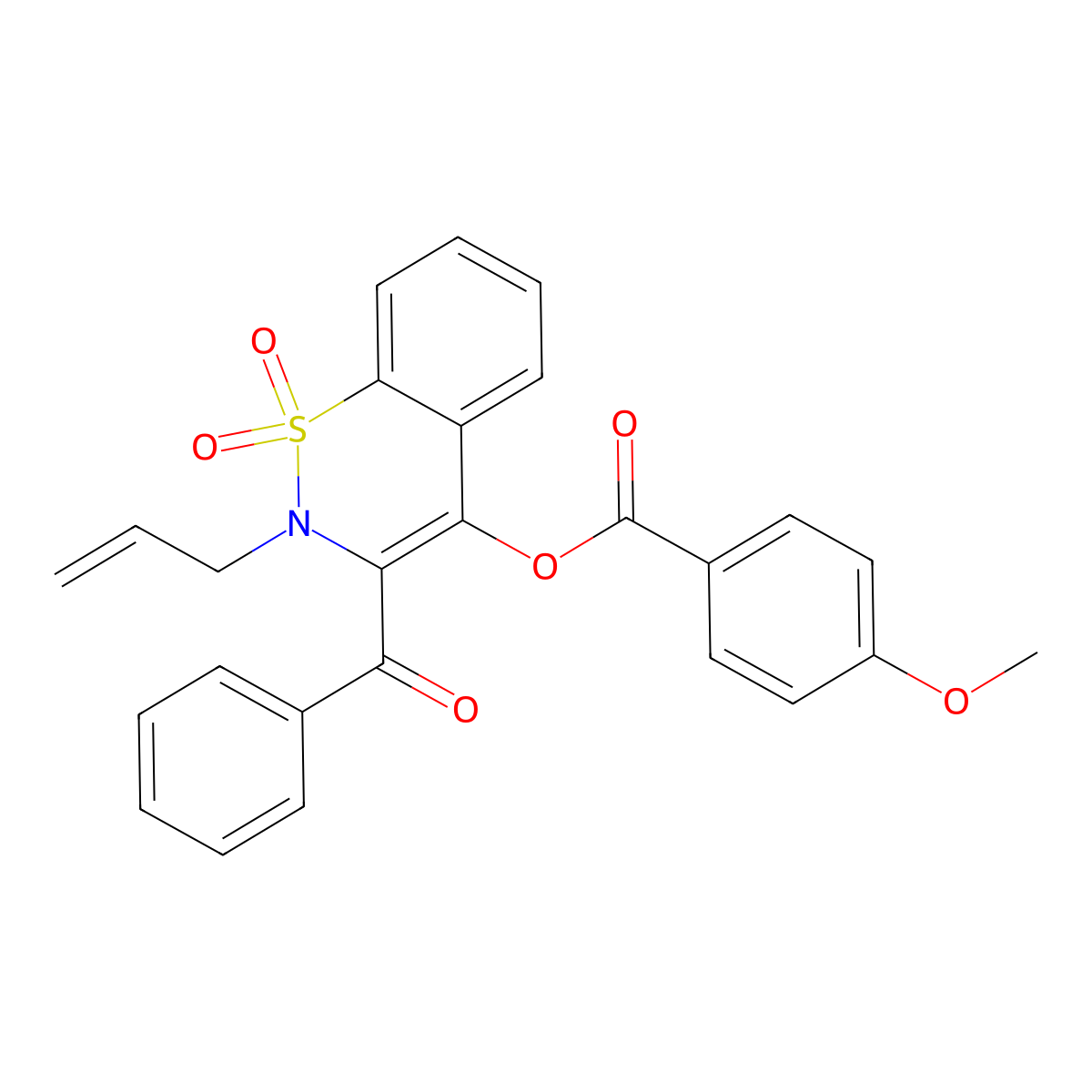 2-allyl-3-benzoyl-1,1-dioxido-2H-1,2-benzothiazin-4-yl 4-methoxybenzoate molecular structure, CAS 578733-72-9