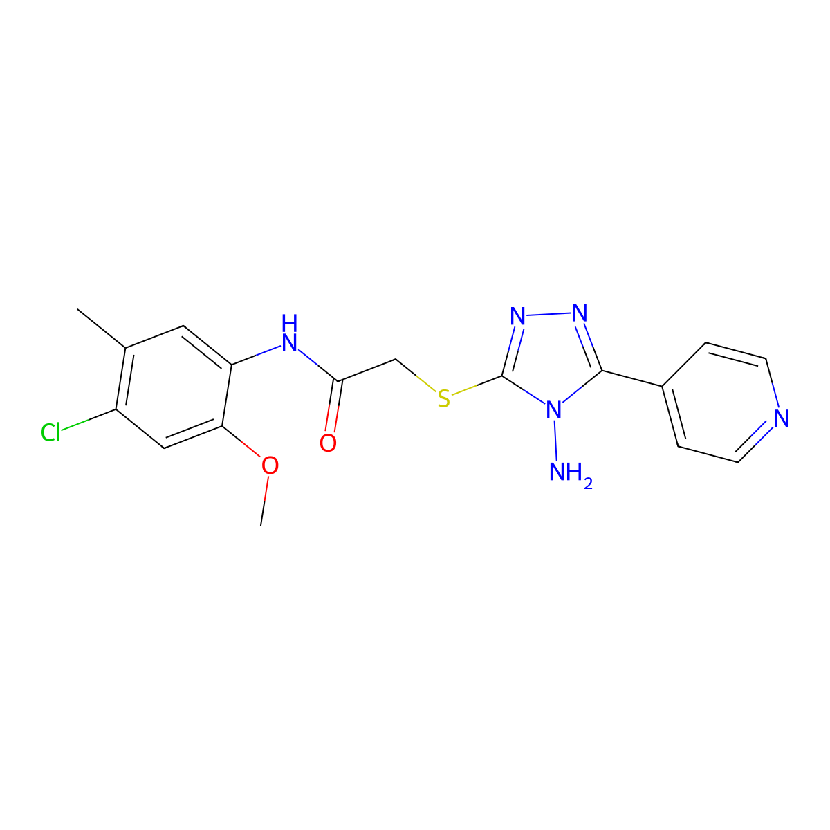 2-(4-amino-5-(4-pyridyl)(1,2,4-triazol-3-ylthio))-N-(4-chloro-2-methoxy-5-meth ylphenyl)acetamide molecular structure, CAS 578733-73-0