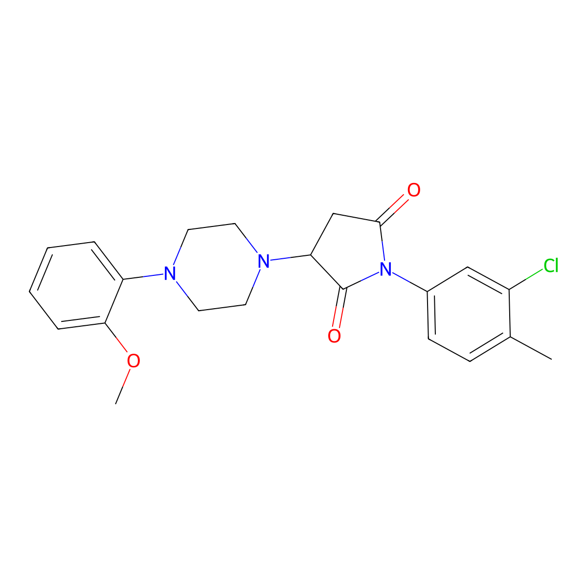 1-(3-Chloro-4-methylphenyl)-3-[4-(2-methoxyphenyl)piperazin-1-yl]pyrrolidine-2,5-dione molecular structure, CAS 578733-74-1