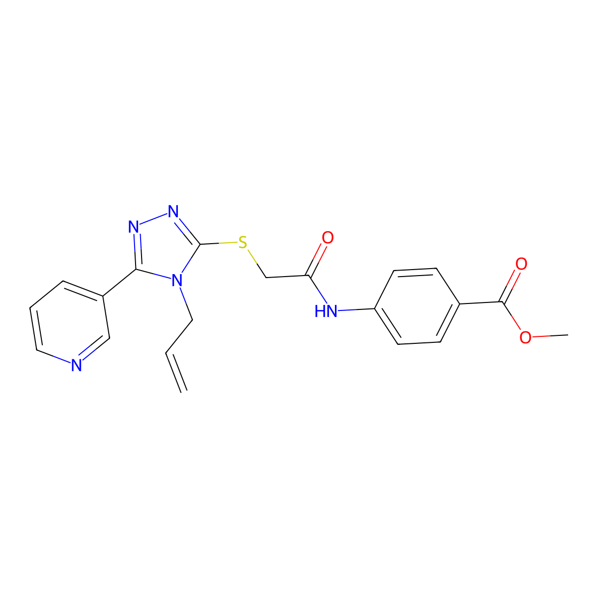 methyl 4-[(2-{[4-allyl-5-(3-pyridyl)-4H-1,2,4-triazol-3-yl]sulfanyl}acetyl)amino]benzoate molecular structure, CAS 578733-75-2