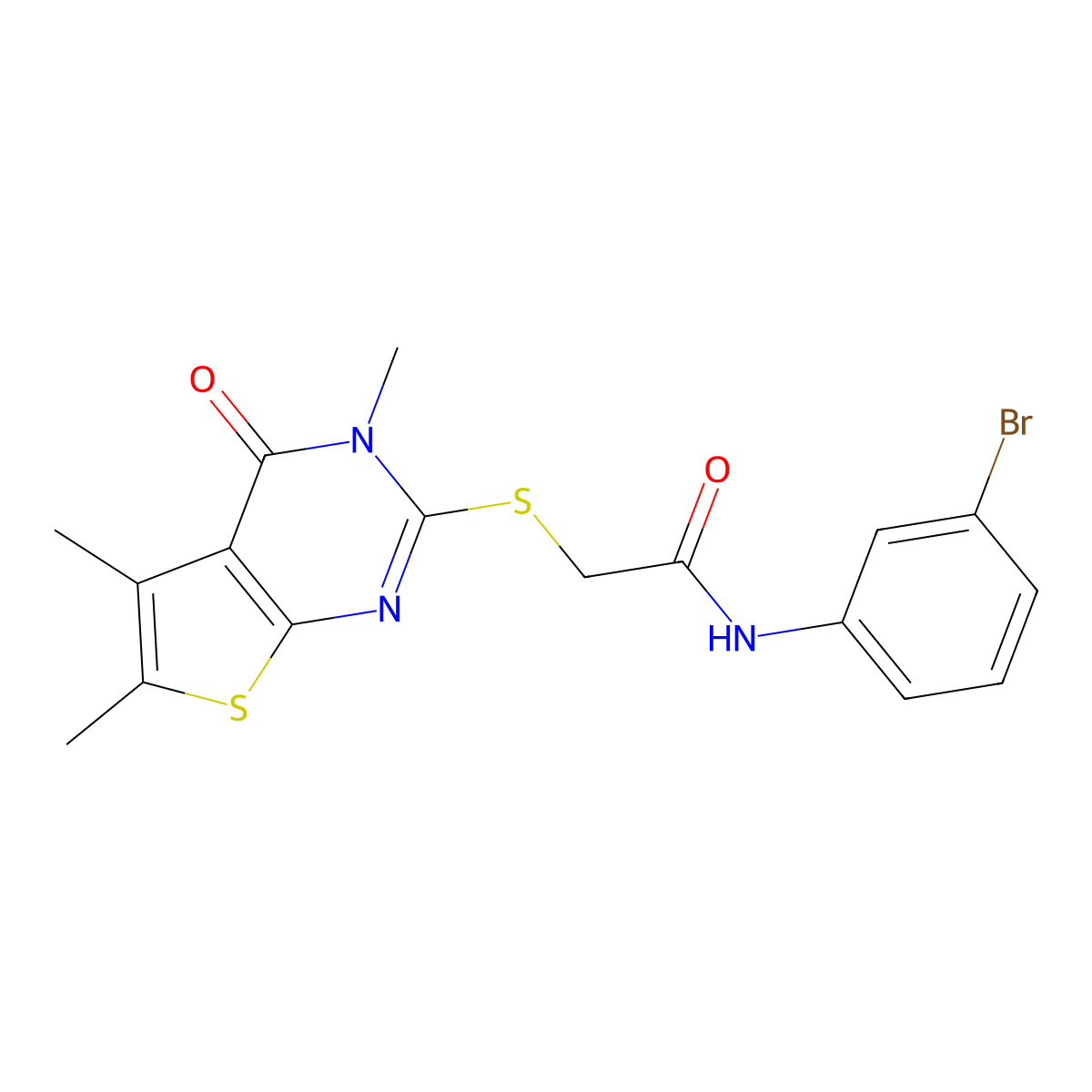 N-(3-bromophenyl)-2-[(3,5,6-trimethyl-4-oxo-3,4-dihydrothieno[2,3-d]pyrimidin-2-yl)sulfanyl]acetamide molecular structure, CAS 578733-99-0