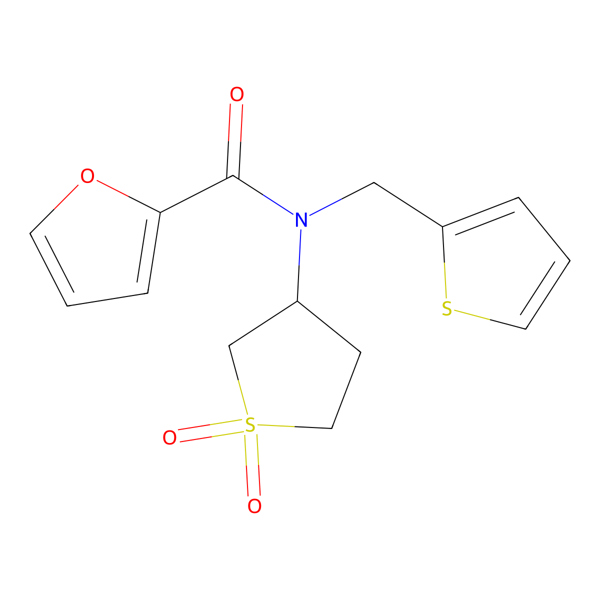 N-(1,1-dioxidotetrahydro-3-thienyl)-N-(2-thienylmethyl)-2-furamide molecular structure, CAS 578734-01-7