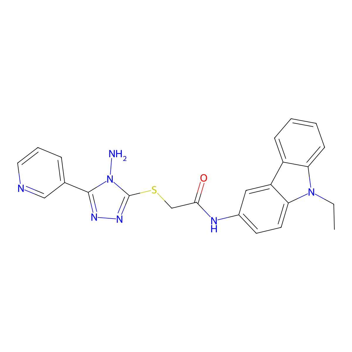 2-(4-amino-5-(3-pyridyl)(1,2,4-triazol-3-ylthio))-N-(9-ethylcarbazol-3-yl)acet amide molecular structure, CAS 578734-04-0