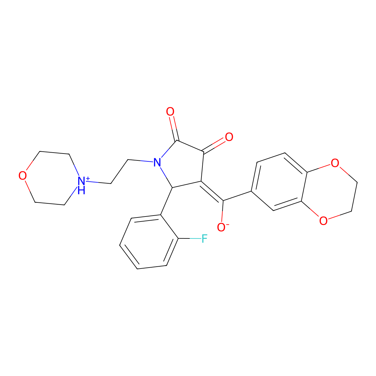 4-(2,3-dihydro-1,4-benzodioxine-6-carbonyl)-5-(2-fluorophenyl)-3-hydroxy-1-[2-(morpholin-4-yl)ethyl]-2,5-dihydro-1H-pyrrol-2-one molecular structure, CAS 578734-09-5