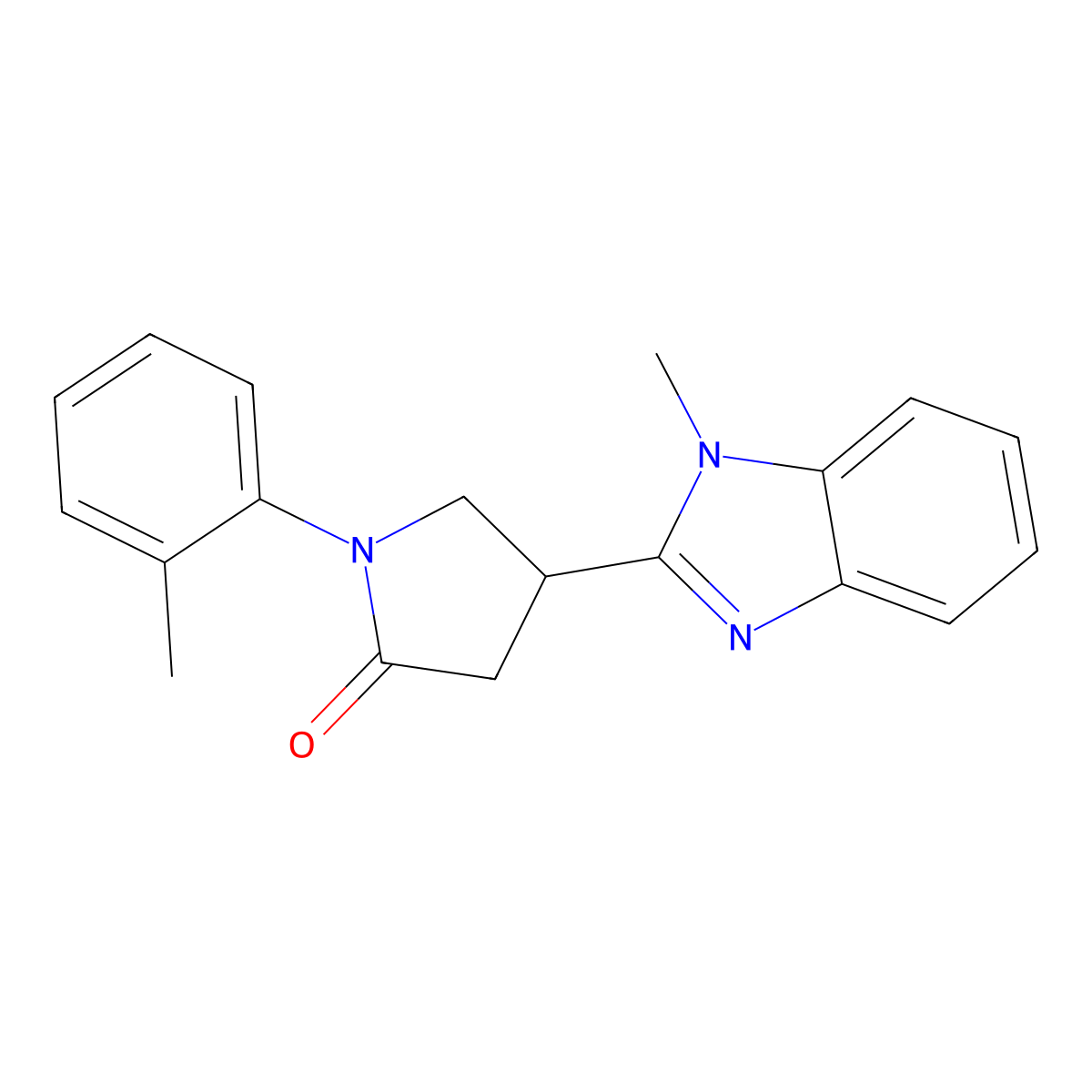 4-(1-methyl-1H-benzimidazol-2-yl)-1-(2-methylphenyl)pyrrolidin-2-one molecular structure, CAS 578734-11-9