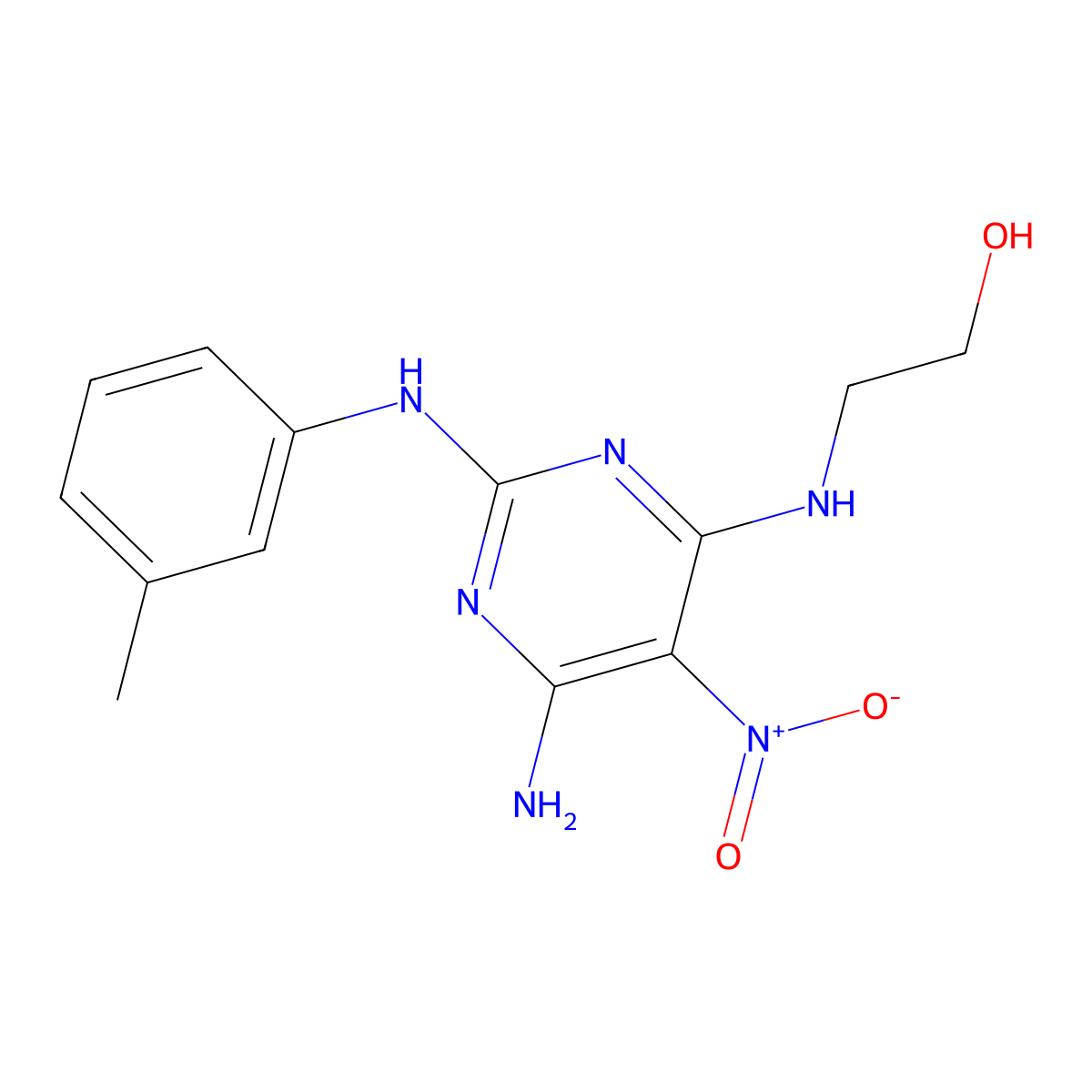 2-[[6-Amino-2-(3-methylanilino)-5-nitro-4-pyrimidinyl]amino]ethanol molecular structure, CAS 578734-13-1