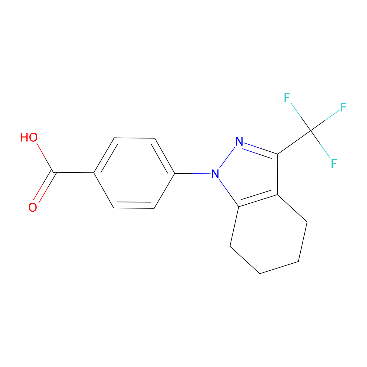 4-(3-(trifluoromethyl)-4,5,6,7-tetrahydro-1H-indazol-1-yl)benzoic acid molecular structure, CAS 578734-21-1