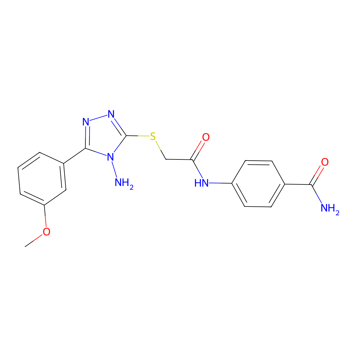 4-{2-[4-Amino-5-(3-methoxyphenyl)-1,2,4-triazol-3-ylthio]acetylamino}benzamide molecular structure, CAS 578734-36-8