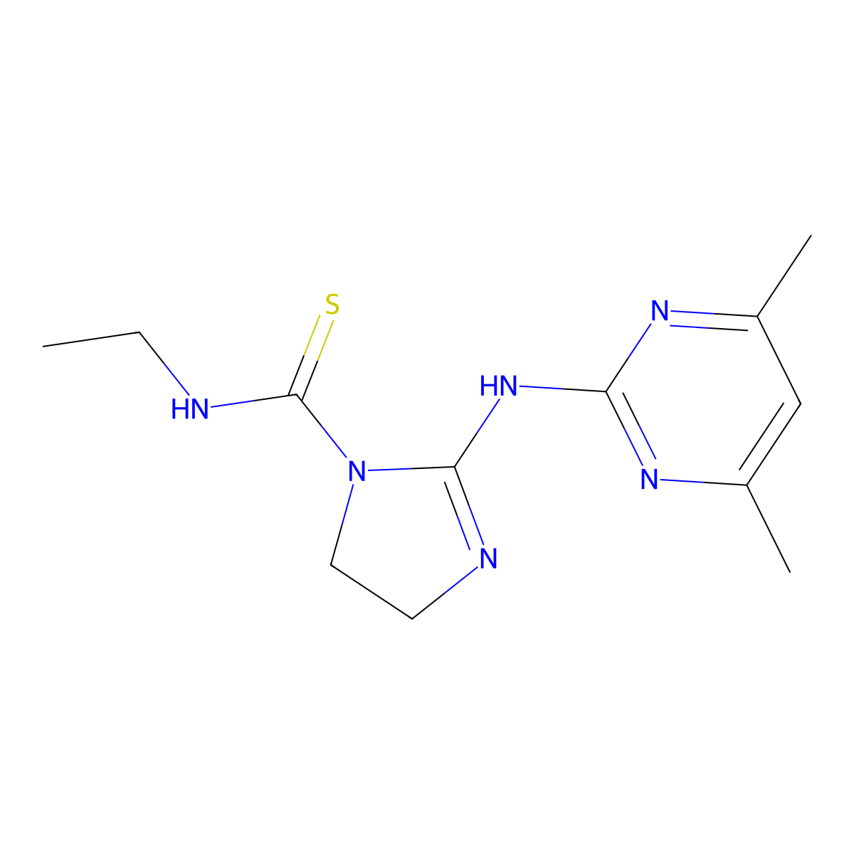 2-[(4,6-dimethylpyrimidin-2-yl)amino]-N-ethyl-4,5-dihydro-1H-imidazole-1-carbothioamide molecular structure, CAS 578734-39-1