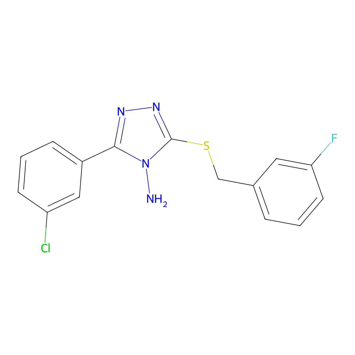 3-(3-Chlorophenyl)-5-((3-fluorobenzyl)thio)-4H-1,2,4-triazol-4-amine molecular structure, CAS 578735-32-7