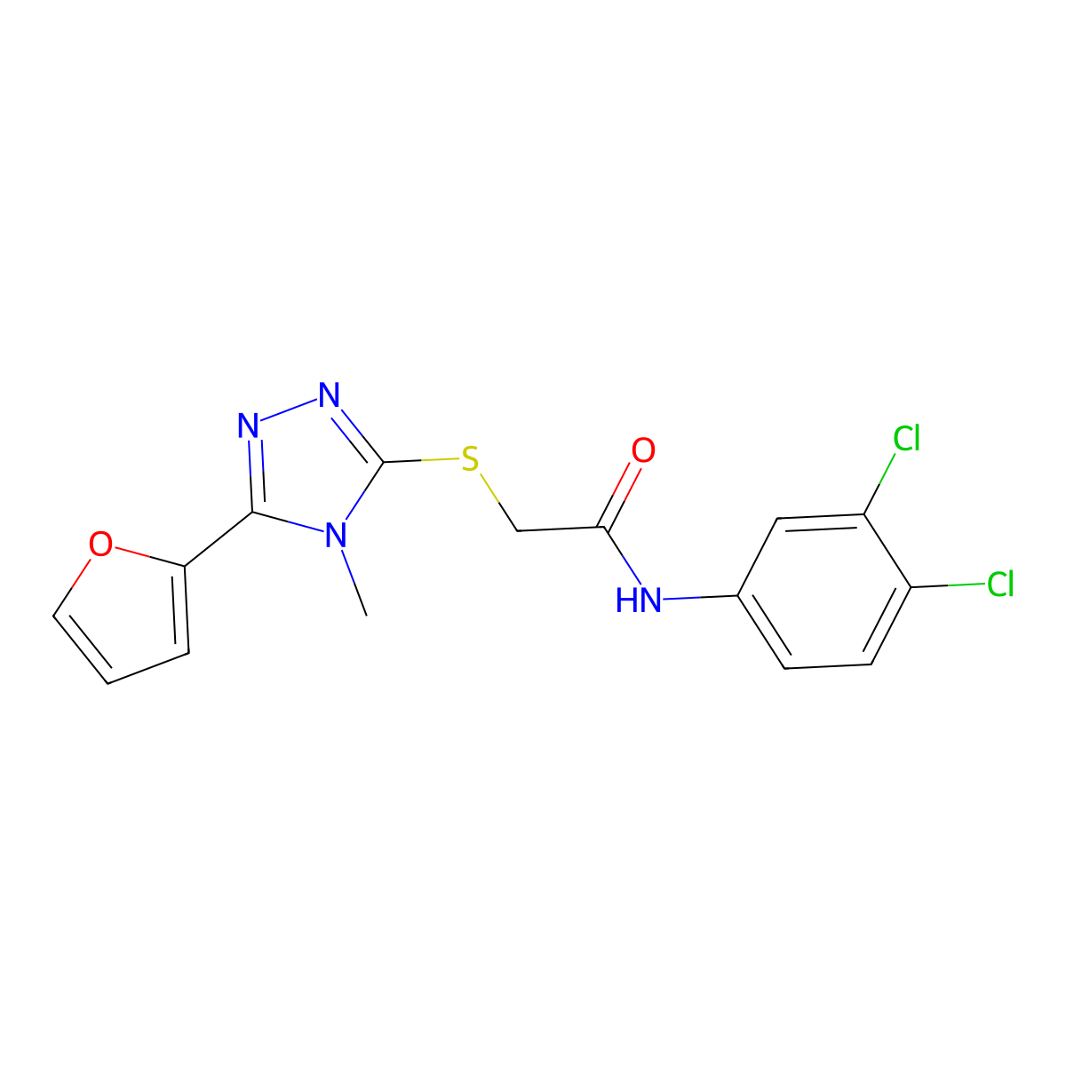 N-(3,4-dichlorophenyl)-2-{[5-(furan-2-yl)-4-methyl-4H-1,2,4-triazol-3-yl]sulfanyl}acetamide molecular structure, CAS 578735-55-4