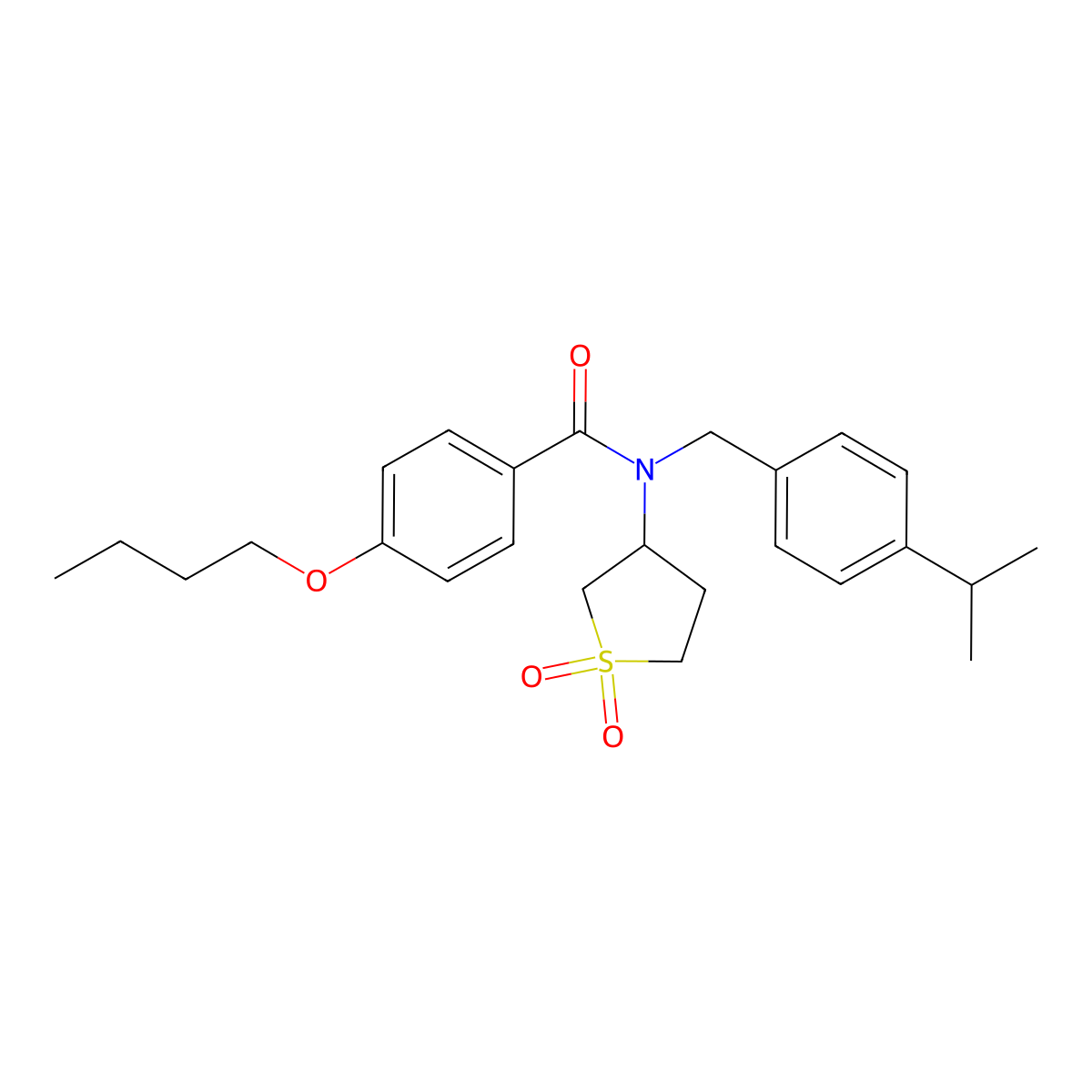 4-butoxy-N-(1,1-dioxidotetrahydrothiophen-3-yl)-N-[4-(propan-2-yl)benzyl]benzamide molecular structure, CAS 578735-72-5