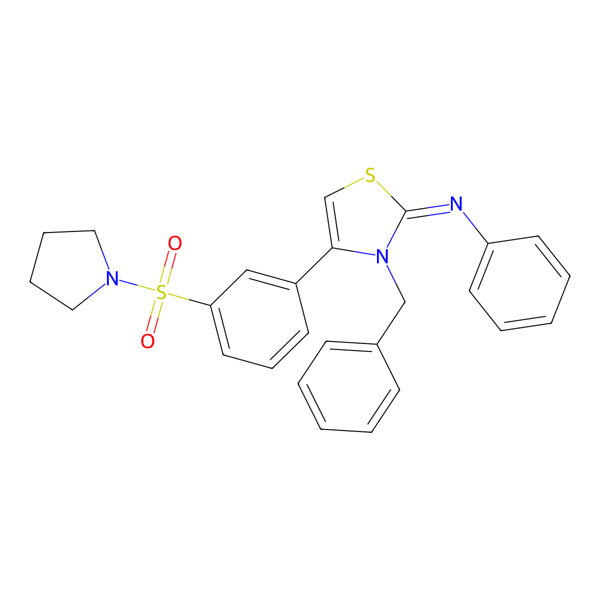 N-[(2Z)-3-benzyl-4-[3-(pyrrolidin-1-ylsulfonyl)phenyl]-1,3-thiazol-2(3H)-ylidene]aniline molecular structure, CAS 578735-92-9