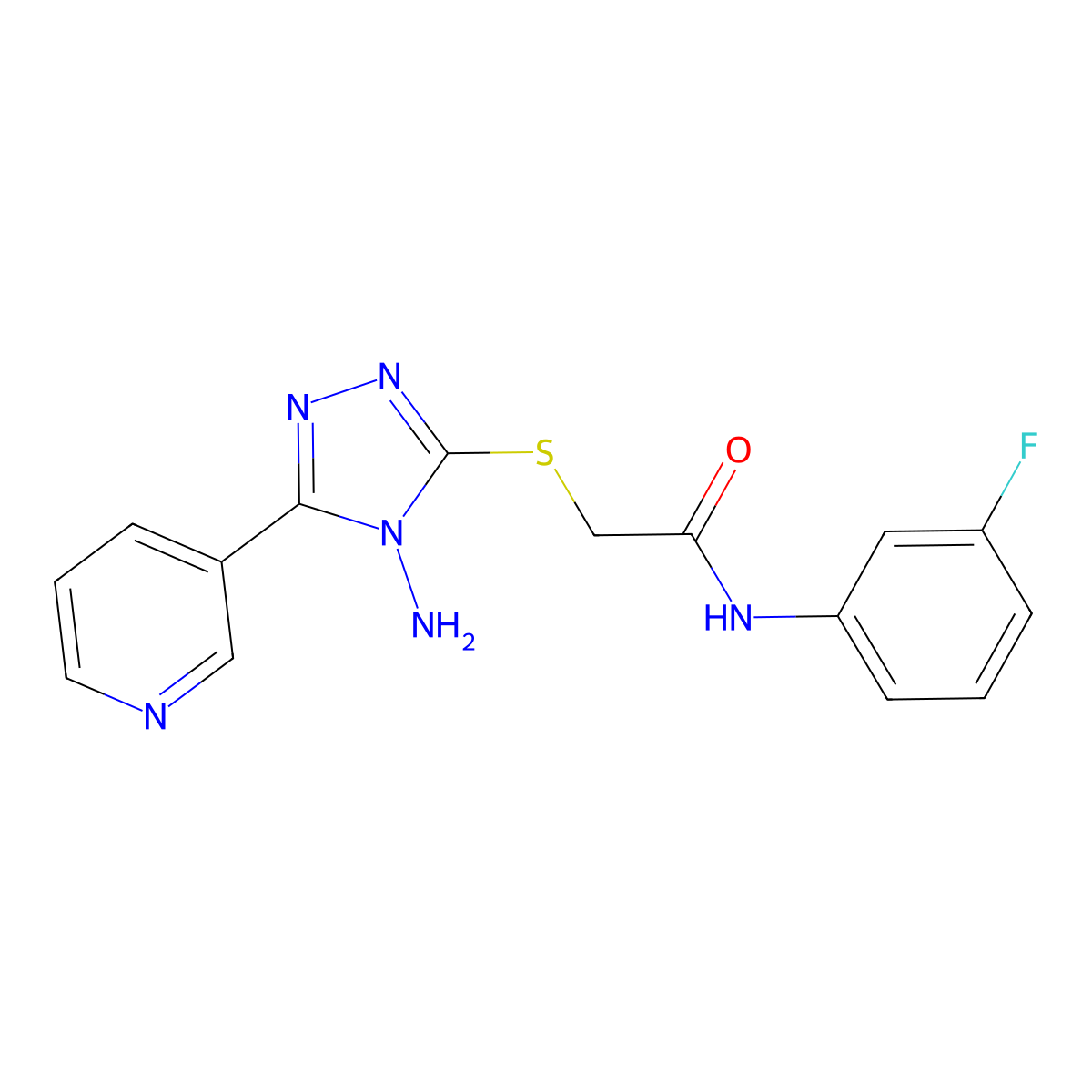 2-((4-amino-5-(pyridin-3-yl)-4H-1,2,4-triazol-3-yl)thio)-N-(3-fluorophenyl)acetamide molecular structure, CAS 578735-96-3