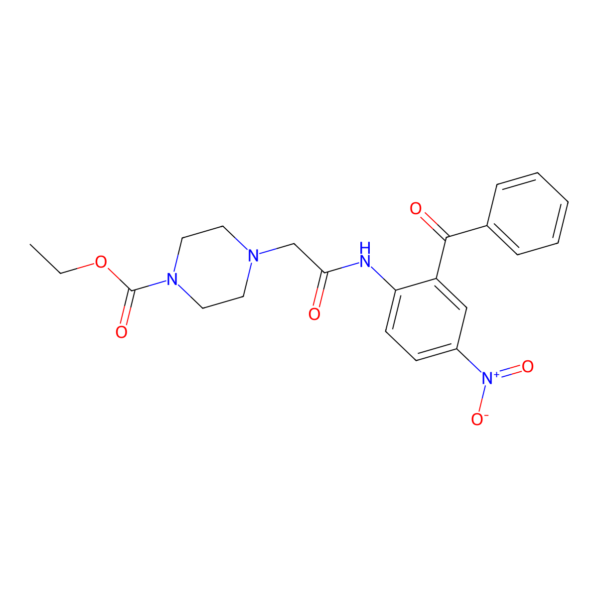 Ethyl 4-(2-{[4-nitro-2-(phenylcarbonyl)phenyl]amino}-2-oxoethyl)piperazine-1-carboxylate molecular structure, CAS 578736-11-5
