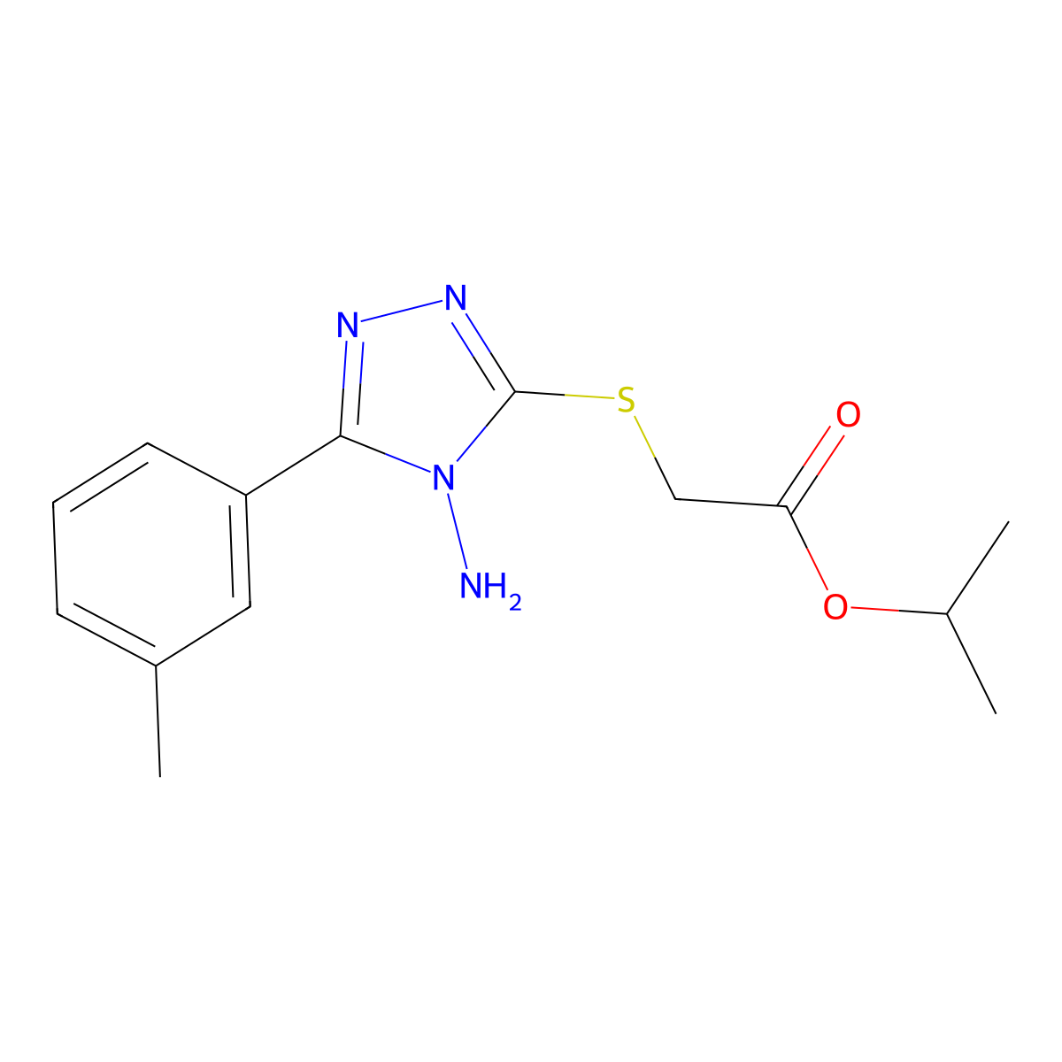 Methylethyl 2-[4-amino-5-(3-methylphenyl)-1,2,4-triazol-3-ylthio]acetate molecular structure, CAS 578736-25-1