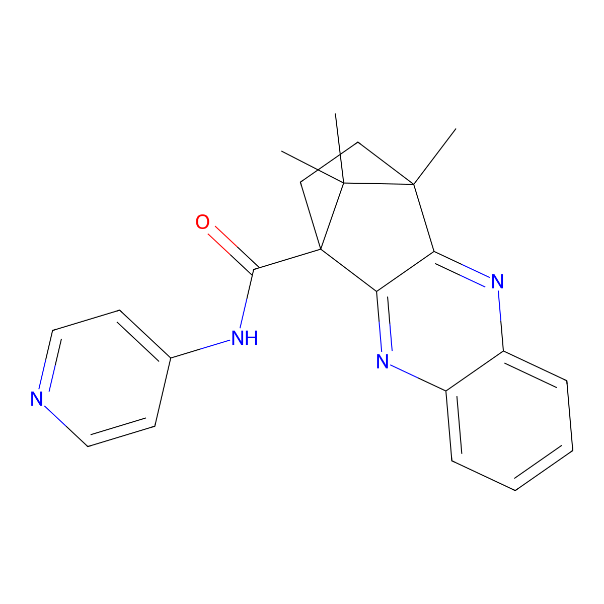 12,15,15-Trimethyl-N-pyridin-4-yl-3,10-diazatetracyclo[10.2.1.02,11.04,9]pentadeca-2,4,6,8,10-pentaene-1-carboxamide molecular structure, CAS 578736-26-2