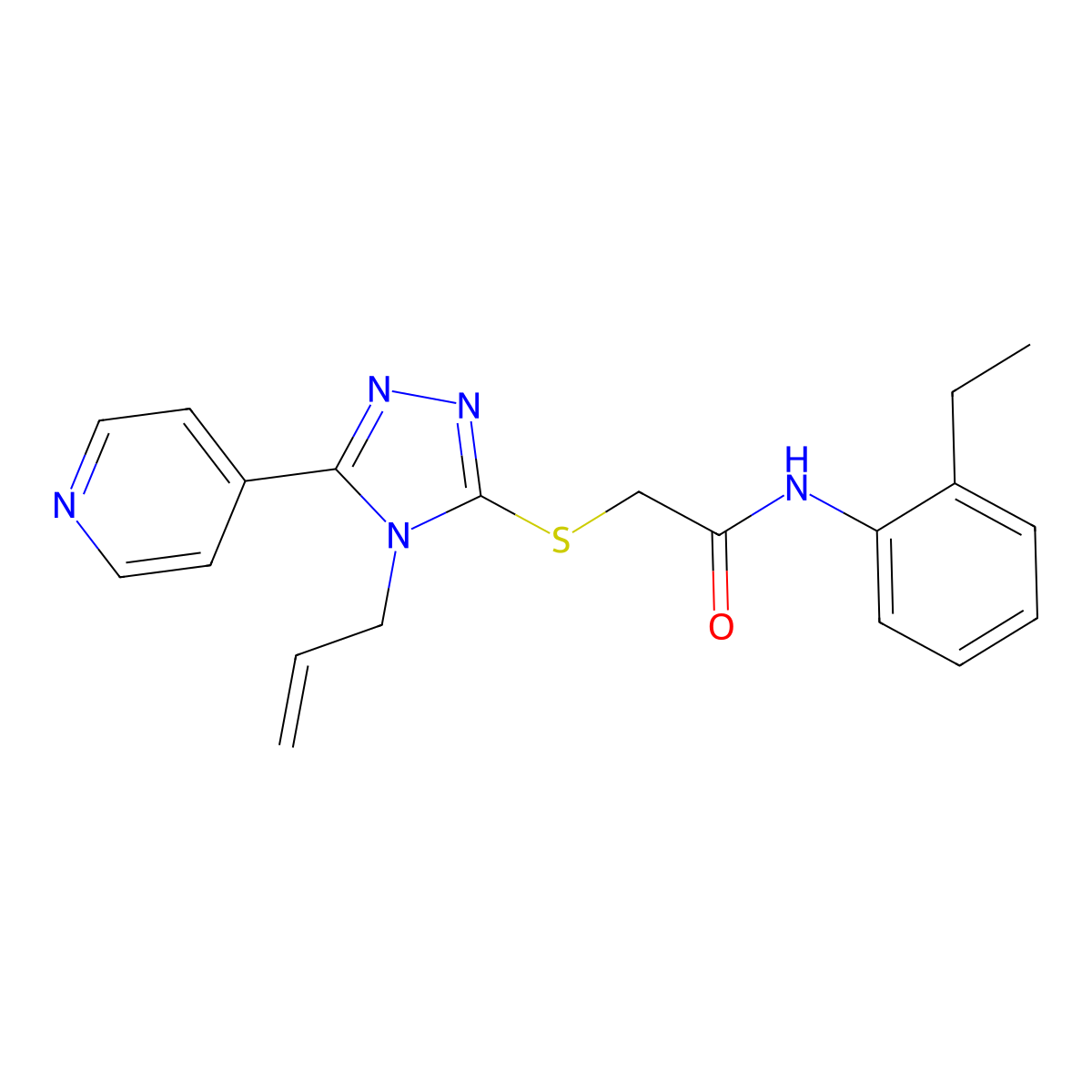 N-(2-ethylphenyl)-2-{[4-(prop-2-en-1-yl)-5-(pyridin-4-yl)-4H-1,2,4-triazol-3-yl]sulfanyl}acetamide molecular structure, CAS 578736-53-5
