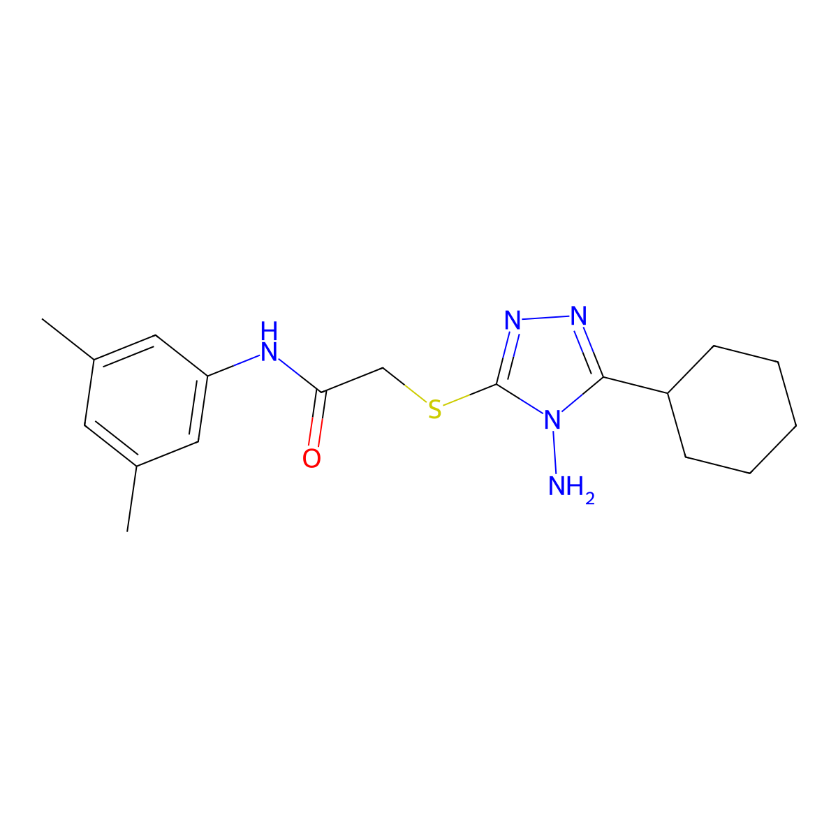 2-((4-amino-5-cyclohexyl-4H-1,2,4-triazol-3-yl)thio)-N-(3,5-dimethylphenyl)acetamide molecular structure, CAS 578736-54-6