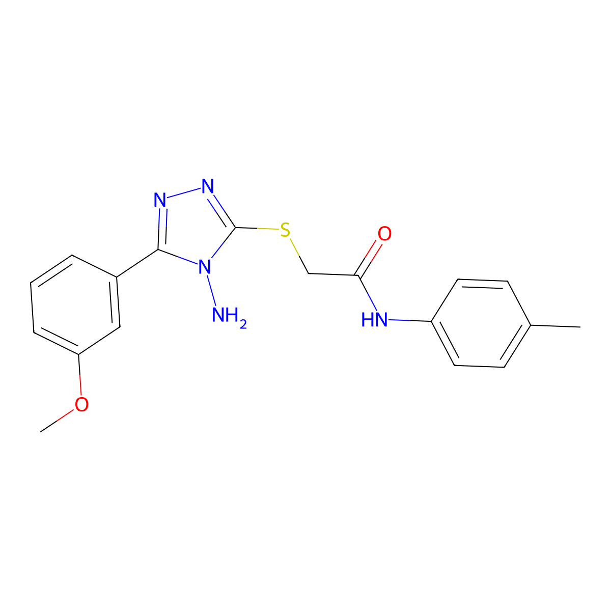 2-{[4-amino-5-(3-methoxyphenyl)-4H-1,2,4-triazol-3-yl]sulfanyl}-N-(4-methylphenyl)acetamide molecular structure, CAS 578736-70-6