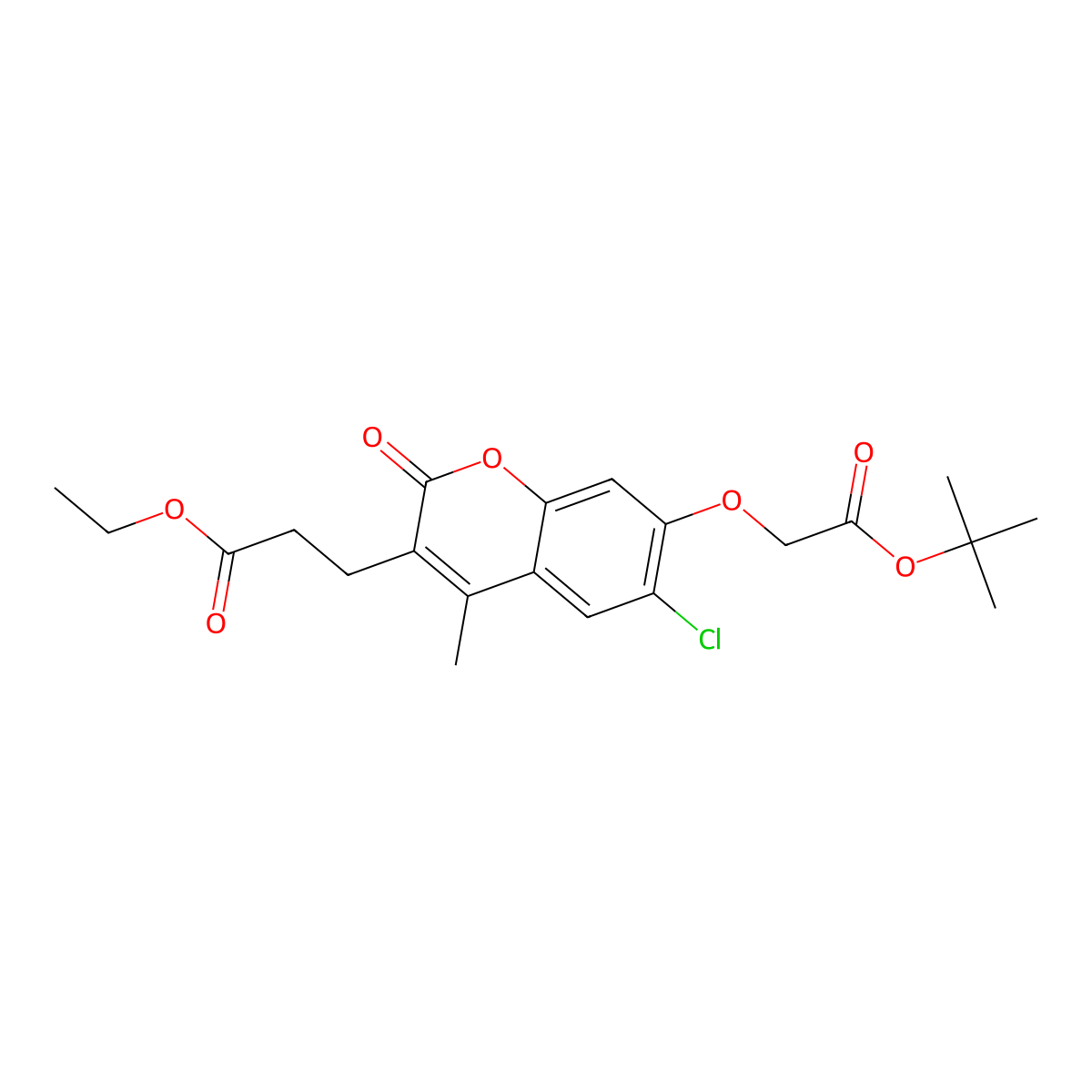 ethyl 3-[7-(2-tert-butoxy-2-oxoethoxy)-6-chloro-4-methyl-2-oxo-2H-chromen-3-yl]propanoate molecular structure, CAS 578736-72-8