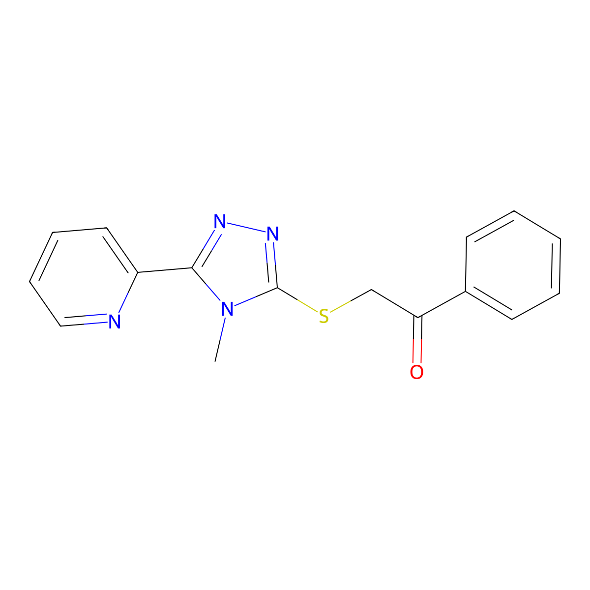 2-(4-Methyl-5-pyridin-2-yl-4H-[1,2,4]triazol-3-ylsulfanyl)-1-phenyl-ethanone molecular structure, CAS 578736-83-1