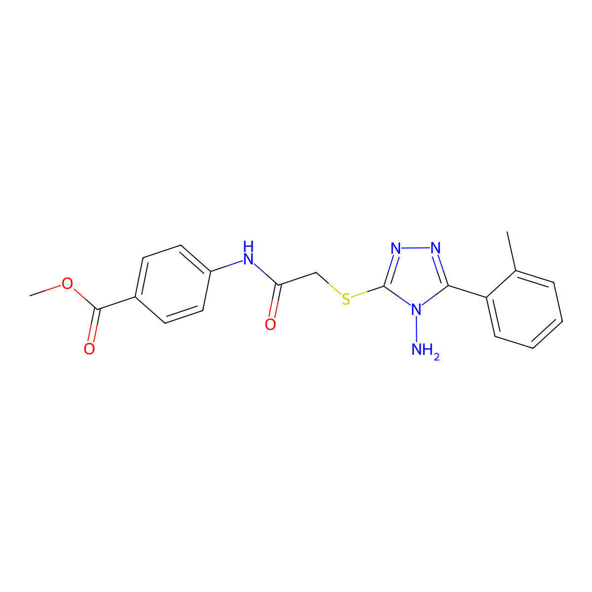methyl 4-[({[4-amino-5-(2-methylphenyl)-4H-1,2,4-triazol-3-yl]sulfanyl}acetyl)amino]benzoate molecular structure, CAS 578737-00-5