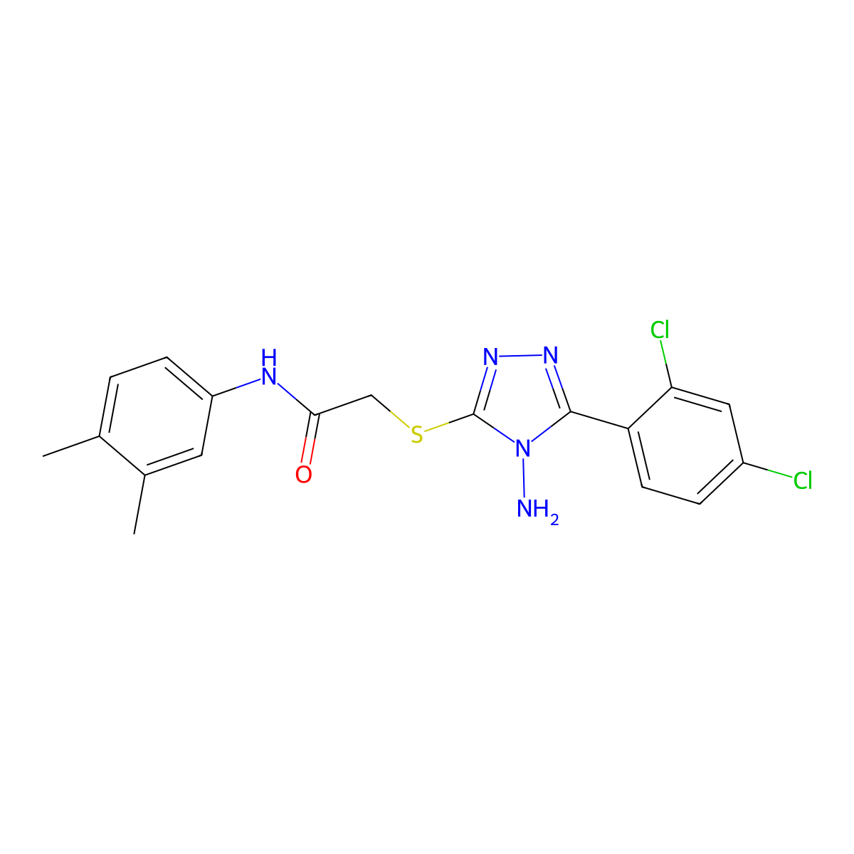 2-[4-amino-5-(2,4-dichlorophenyl)(1,2,4-triazol-3-ylthio)]-N-(3,4-dimethylphen yl)acetamide molecular structure, CAS 578737-06-1