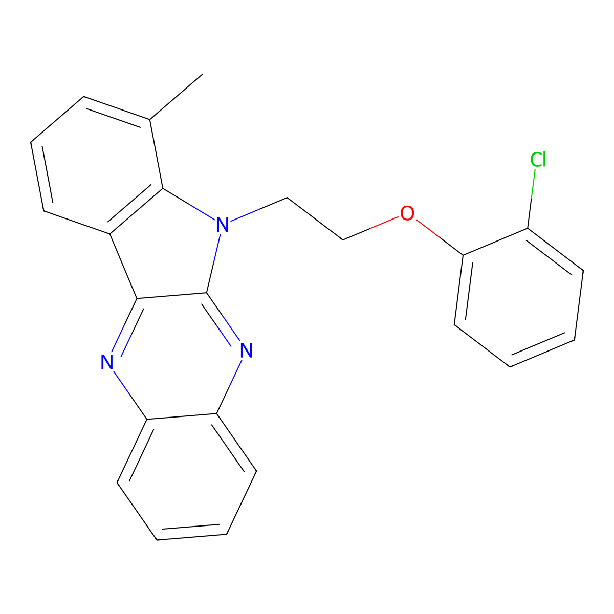 6-[2-(2-chlorophenoxy)ethyl]-7-methyl-6H-indolo[2,3-b]quinoxaline molecular structure, CAS 578743-20-1