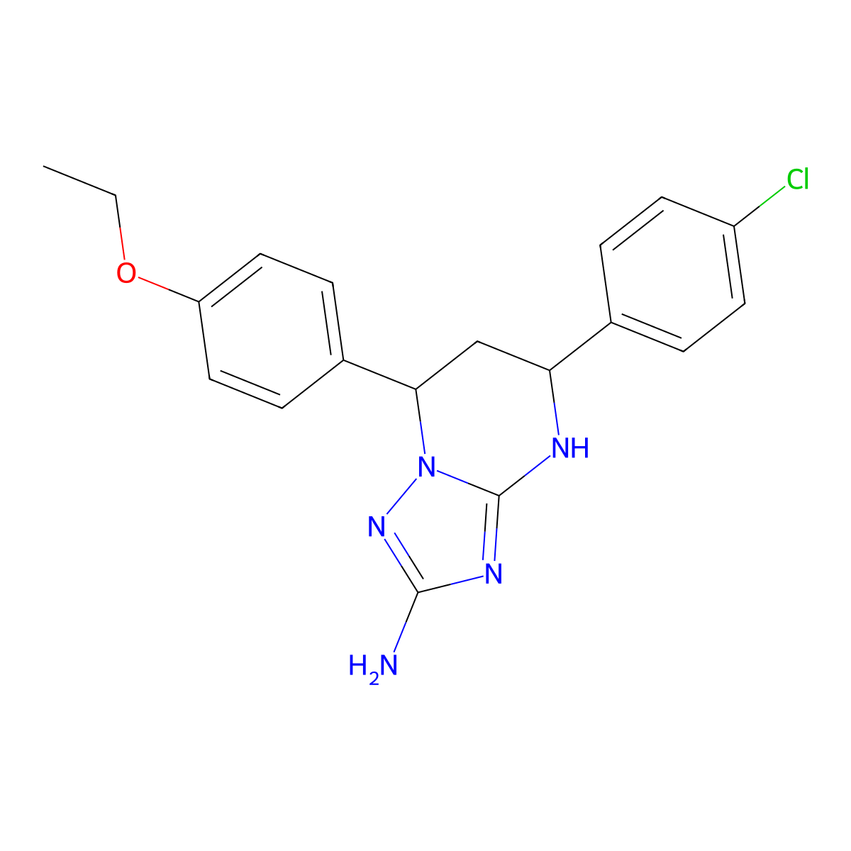 5-(4-Chlorophenyl)-7-(4-ethoxyphenyl)-4,5,6,7-tetrahydro[1,2,4]triazolo[1,5-a]pyrimidin-2-ylamine molecular structure, CAS 578743-38-1