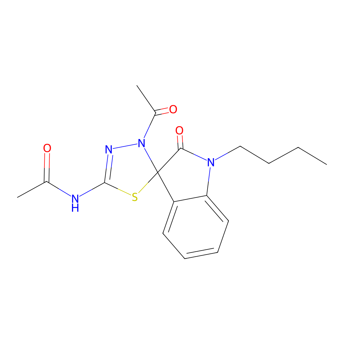 N-(3'-acetyl-1-butyl-2-oxo-1,2-dihydro-3'H-spiro[indole-3,2'-[1,3,4]thiadiazol]-5'-yl)acetamide molecular structure, CAS 578743-39-2