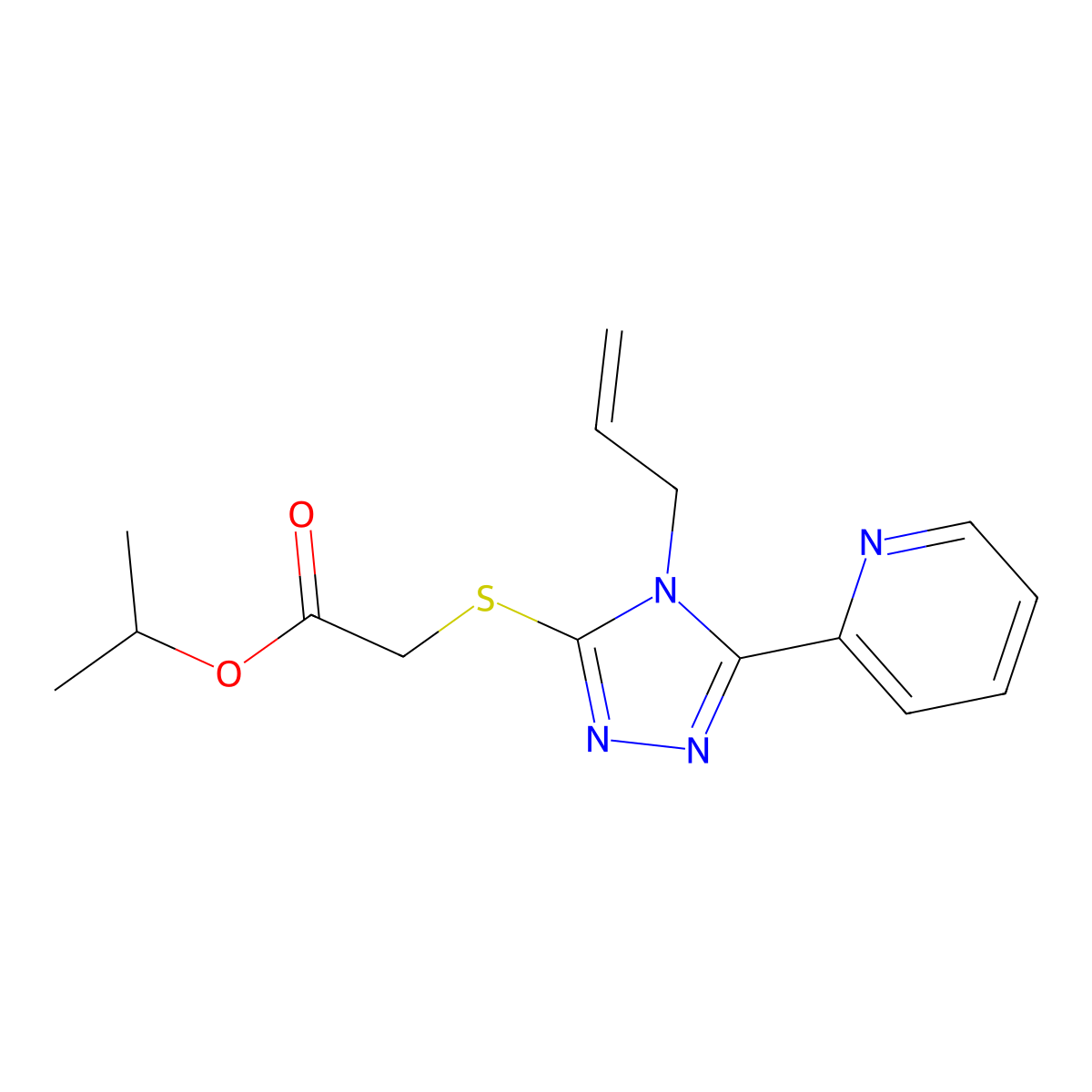 Methylethyl 2-(4-prop-2-enyl-5-(2-pyridyl)-1,2,4-triazol-3-ylthio)acetate molecular structure, CAS 578743-40-5