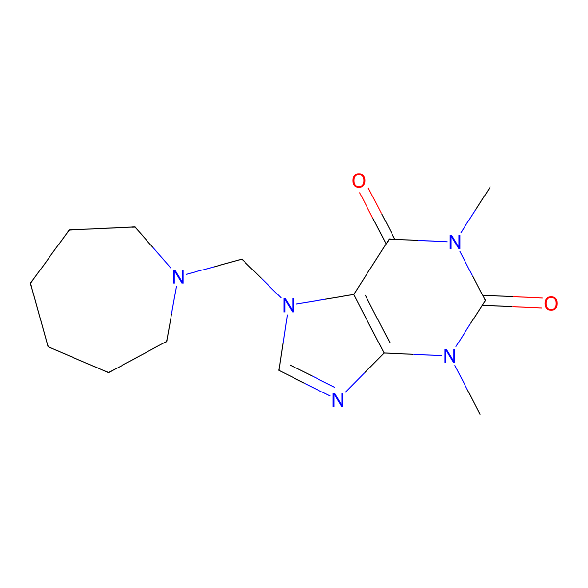 7-(azepan-1-ylmethyl)-1,3-dimethyl-1H-purine-2,6(3H,7H)-dione molecular structure, CAS 578744-11-3