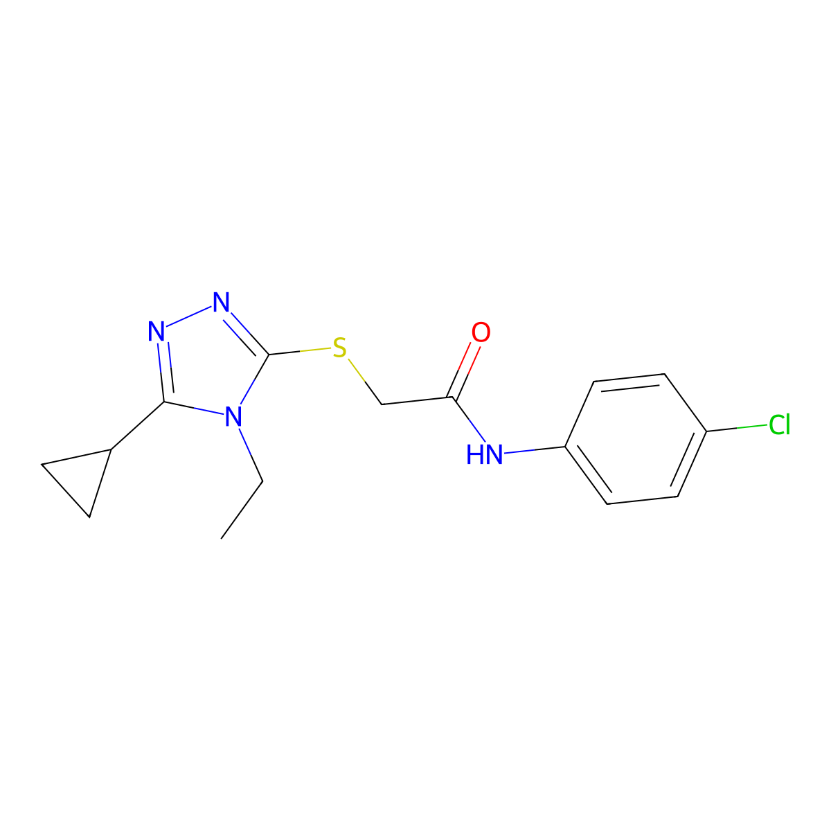 N-(4-chlorophenyl)-2-[(5-cyclopropyl-4-ethyl-1,2,4-triazol-3-yl)sulfanyl]acetamide molecular structure, CAS 578744-14-6