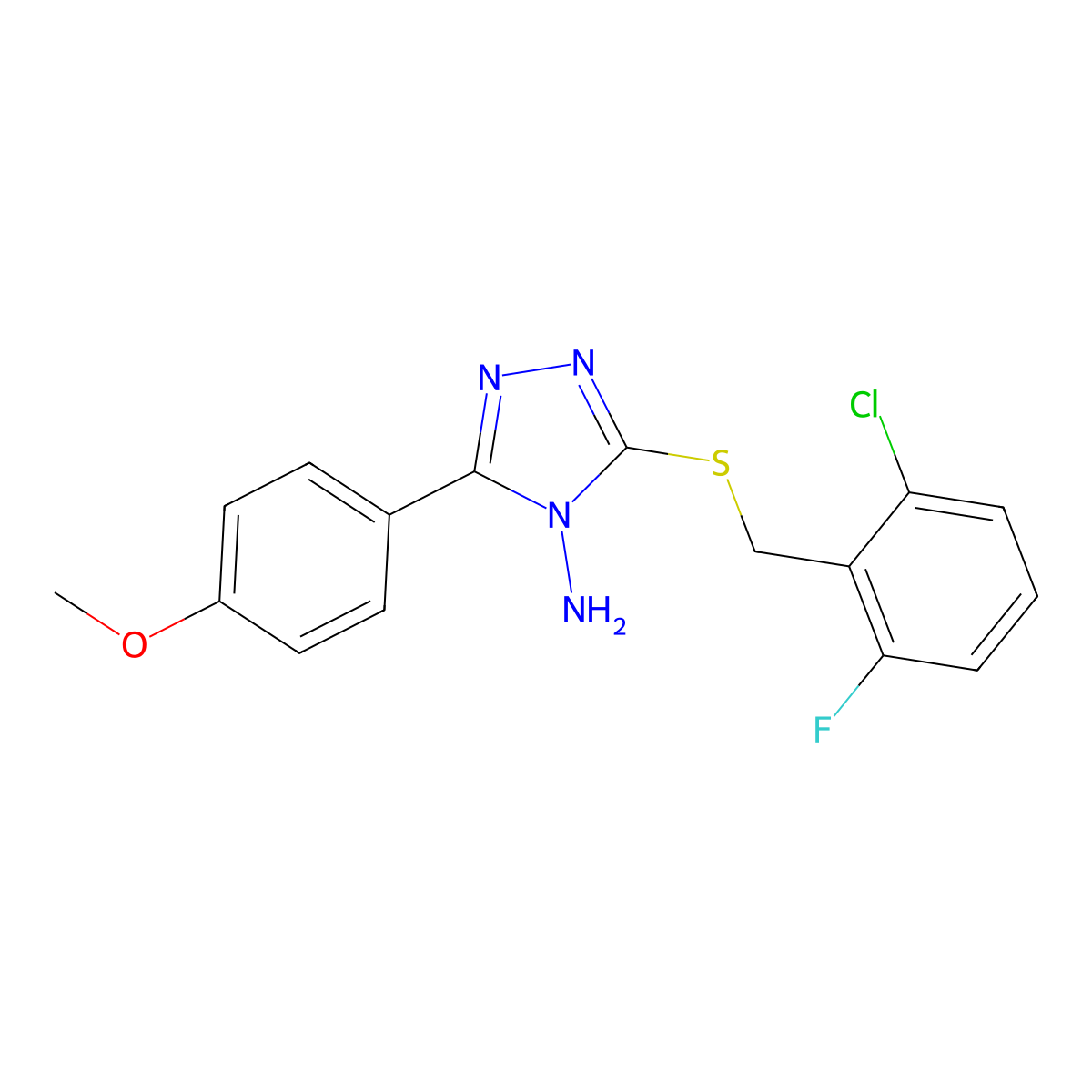 3-[(2-chloro-6-fluorobenzyl)sulfanyl]-5-(4-methoxyphenyl)-4H-1,2,4-triazol-4-amine molecular structure, CAS 578744-18-0