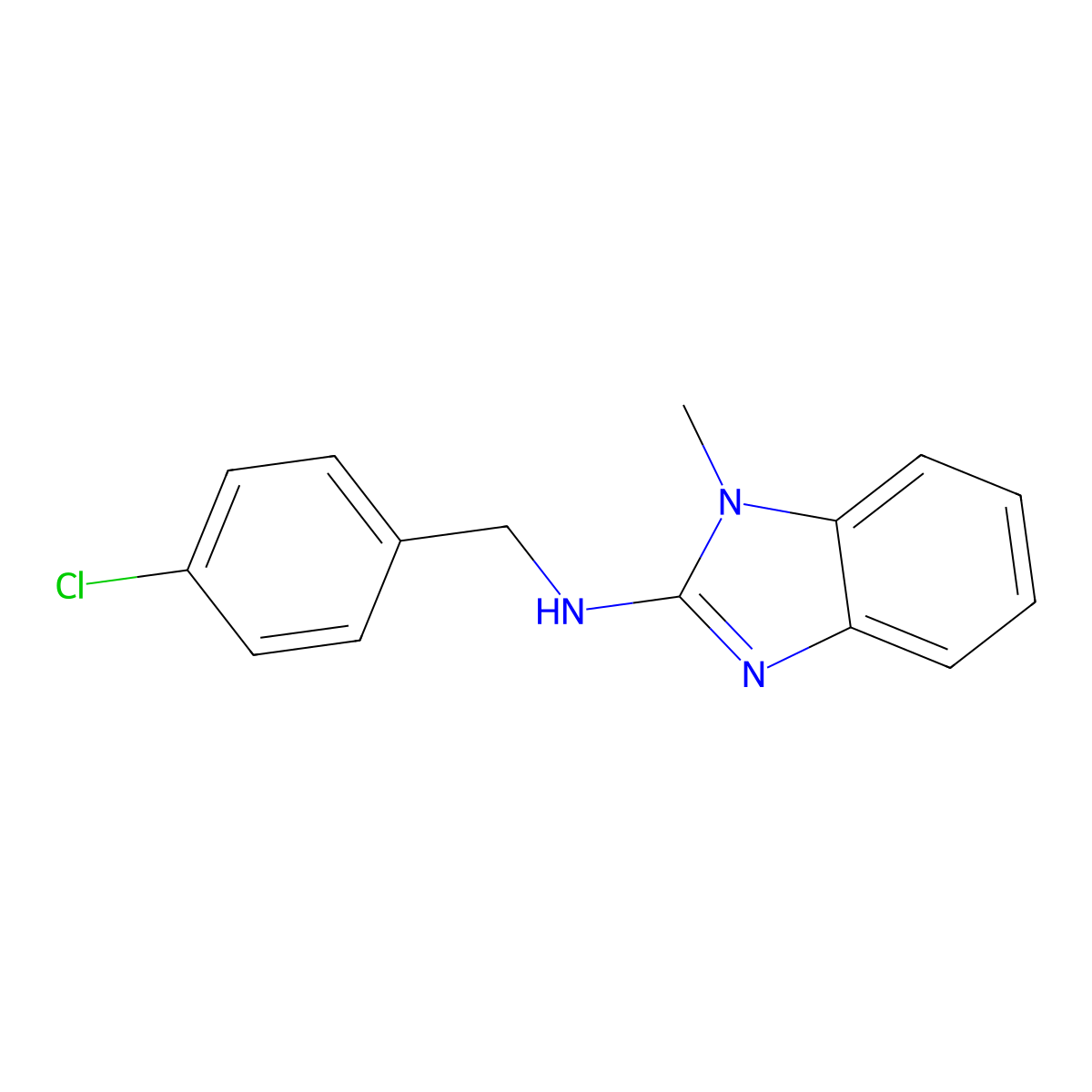 N-(4-chlorobenzyl)-1-methyl-1H-benzimidazol-2-amine molecular structure, CAS 578744-26-0