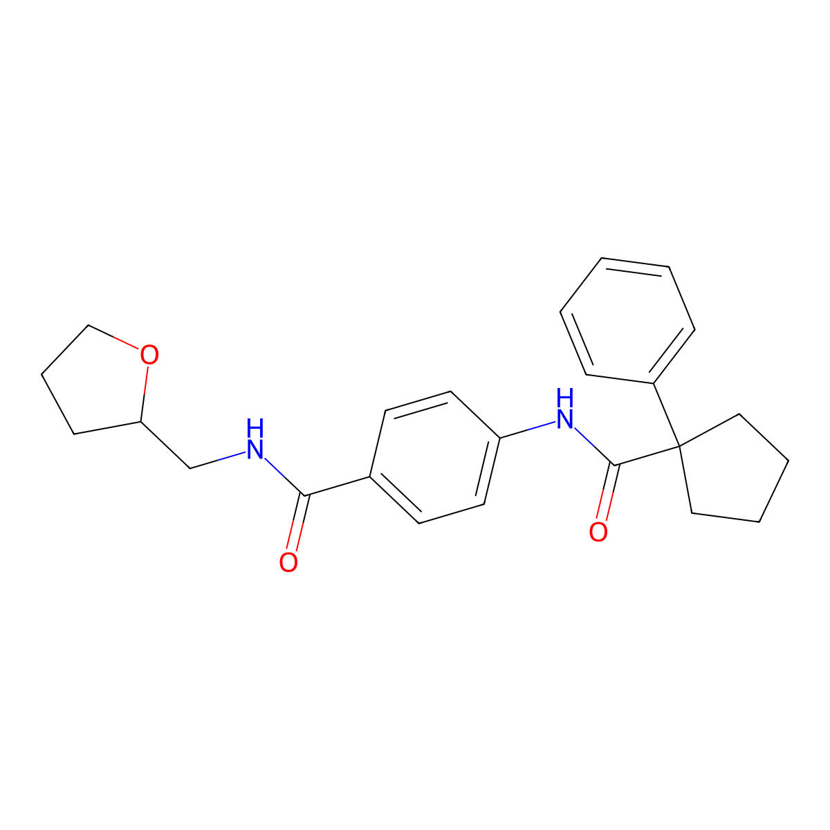 N-(oxolan-2-ylmethyl)-4-[(1-phenylcyclopentanecarbonyl)amino]benzamide molecular structure, CAS 578744-29-3