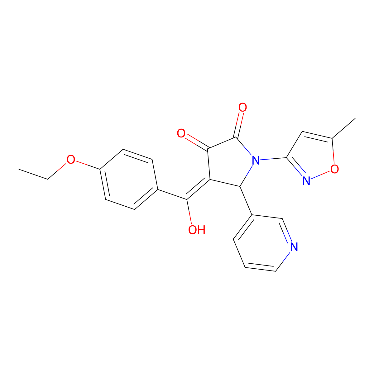 4-(4-ethoxybenzoyl)-3-hydroxy-1-(5-methyl-1,2-oxazol-3-yl)-5-(pyridin-3-yl)-2,5-dihydro-1H-pyrrol-2-one molecular structure, CAS 578744-32-8