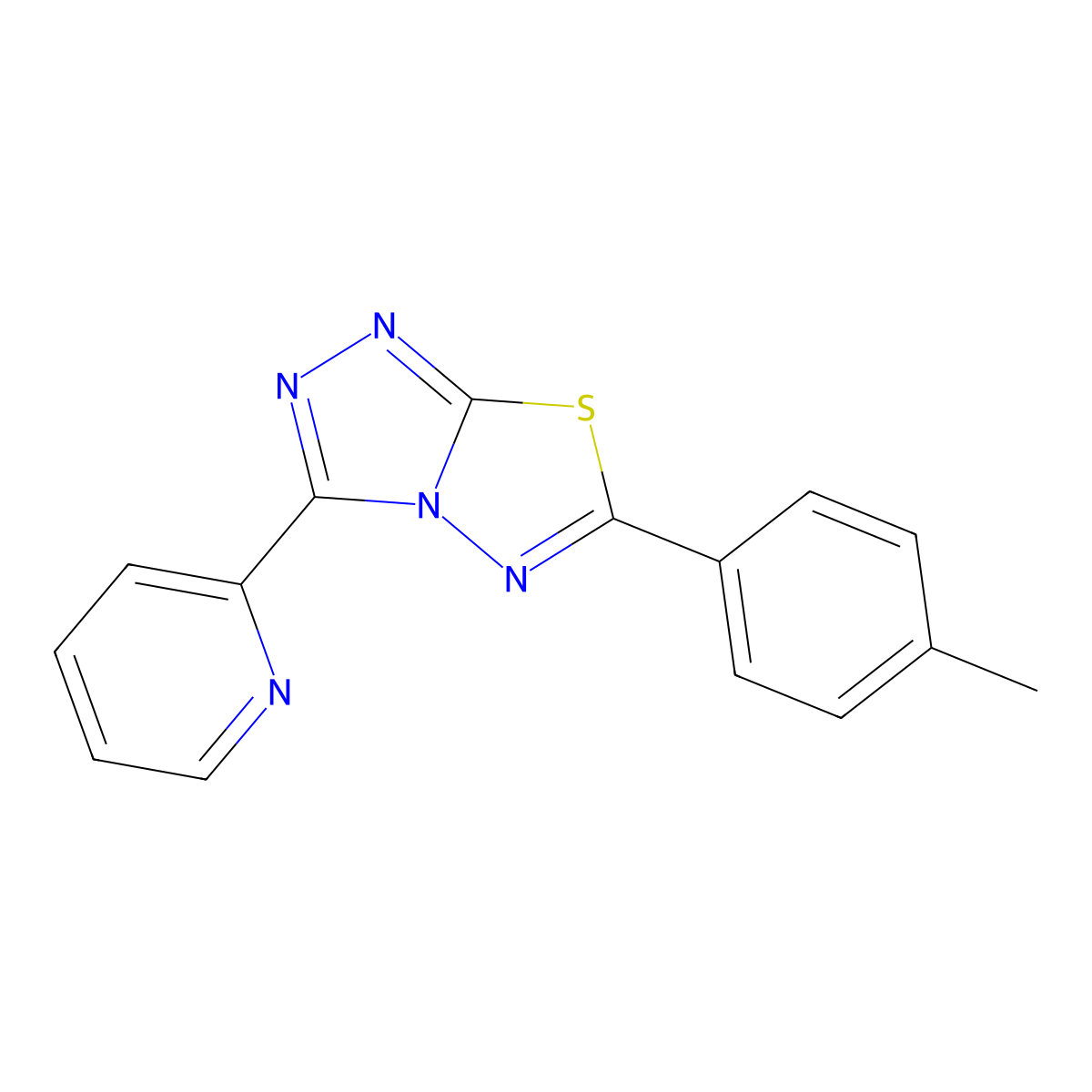 6-(4-Methylphenyl)-3-(2-pyridinyl)[1,2,4]triazolo[3,4-b][1,3,4]thiadiazole molecular structure, CAS 578744-51-1