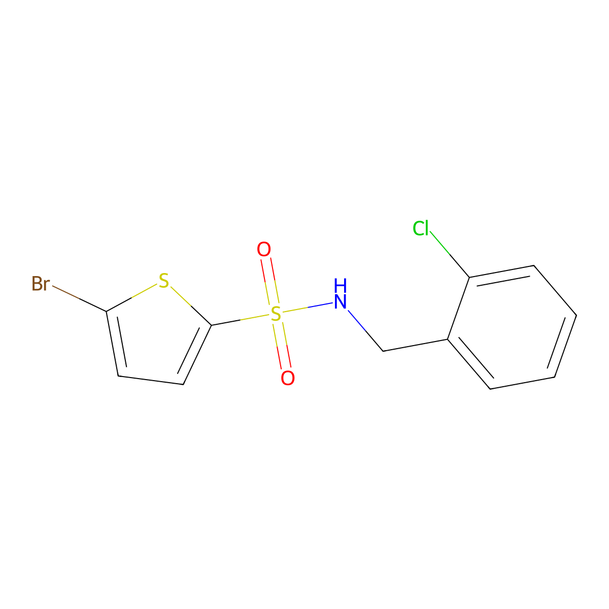 5-bromo-N-(2-chlorobenzyl)-2-thiophenesulfonamide molecular structure, CAS 578744-58-8