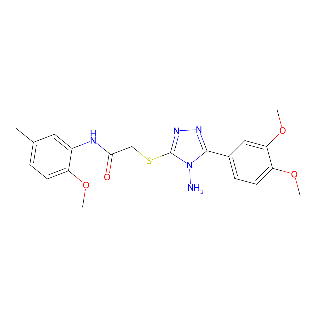 2-{[4-amino-5-(3,4-dimethoxyphenyl)-4H-1,2,4-triazol-3-yl]sulfanyl}-N-(2-methoxy-5-methylphenyl)acetamide molecular structure, CAS 578744-59-9
