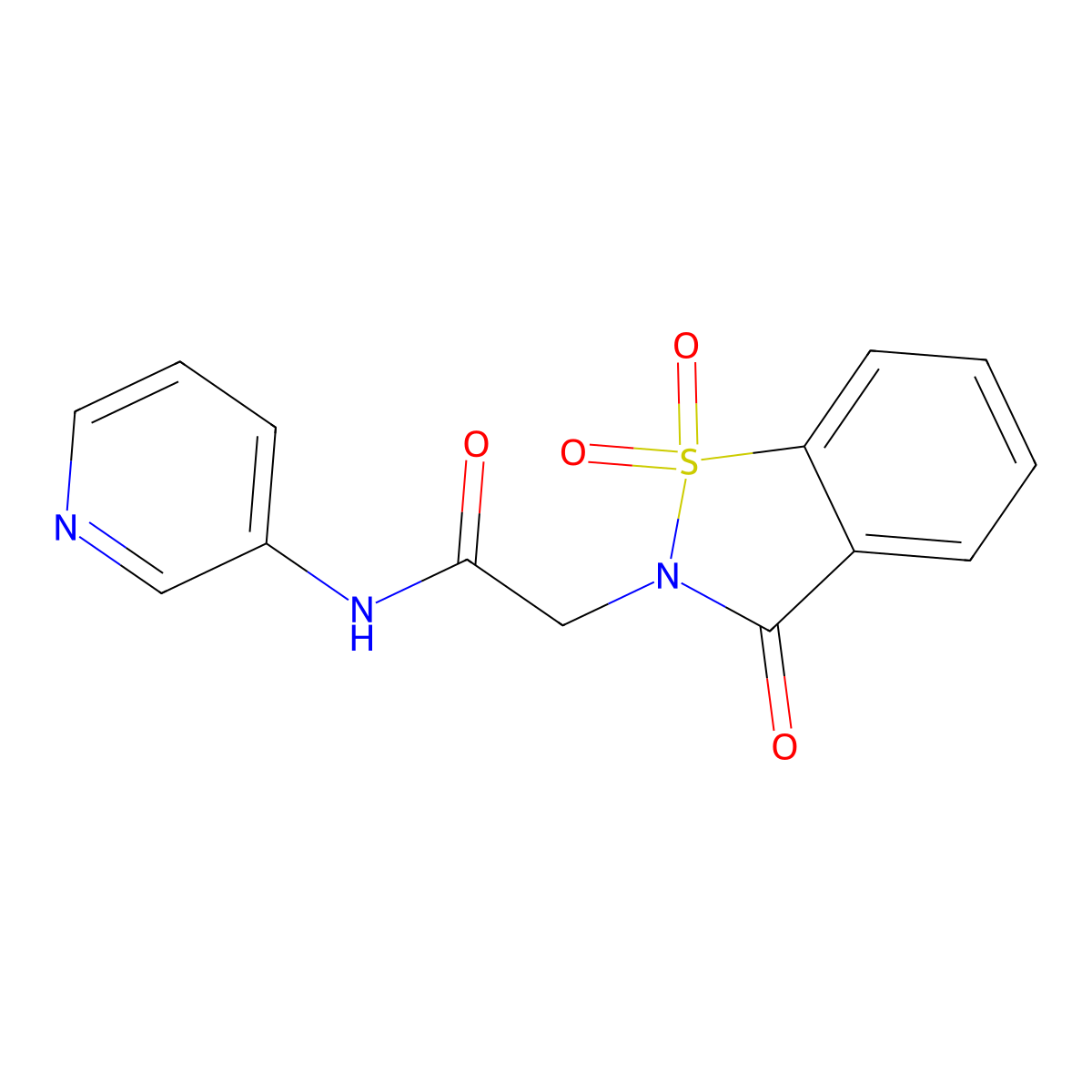 2-(1,1-dioxido-3-oxo-1,2-benzisothiazol-2(3H)-yl)-N-3-pyridinylacetamide molecular structure, CAS 578744-70-4