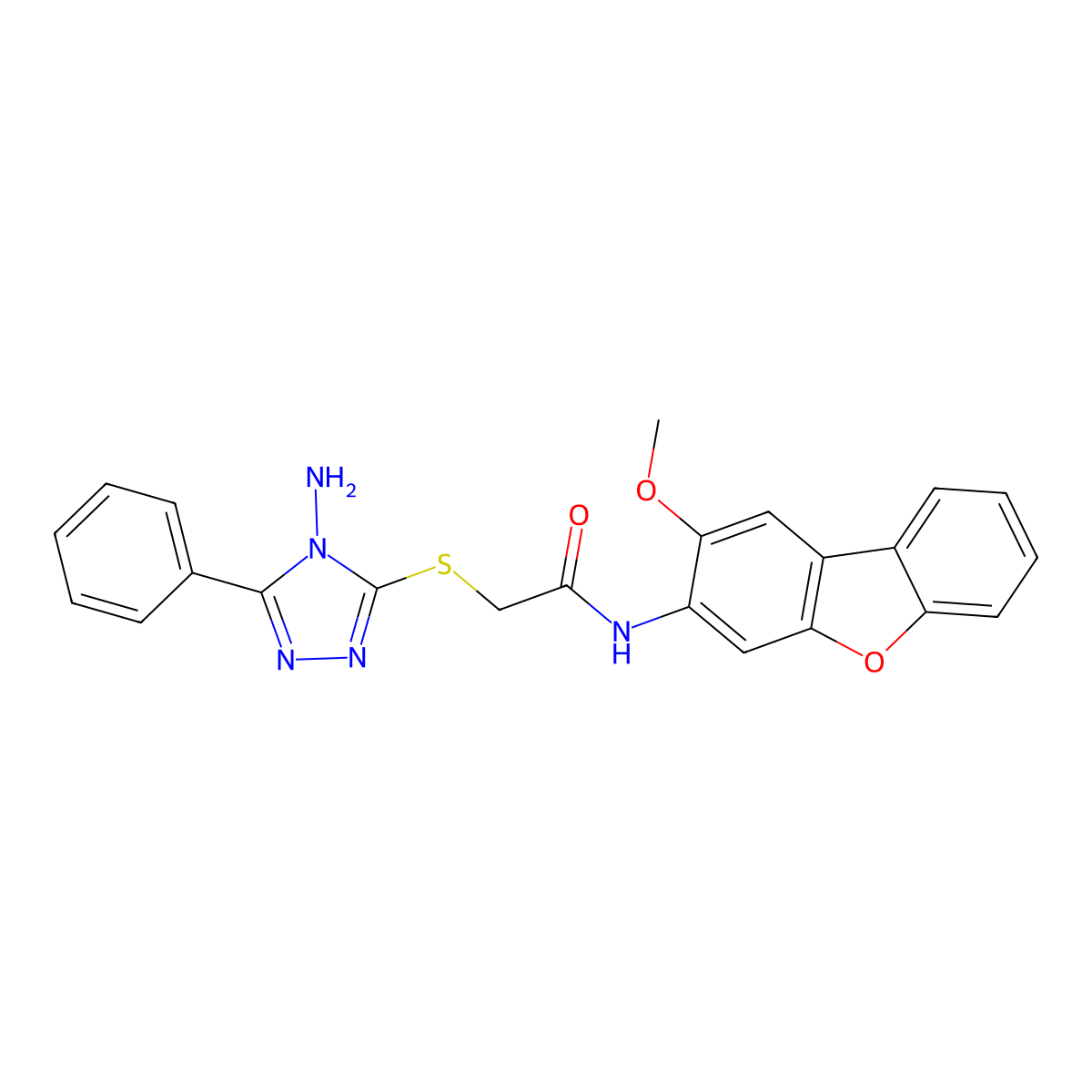 2-[(4-amino-5-phenyl-4H-1,2,4-triazol-3-yl)sulfanyl]-N-(2-methoxydibenzo[b,d]furan-3-yl)acetamide molecular structure, CAS 578745-02-5